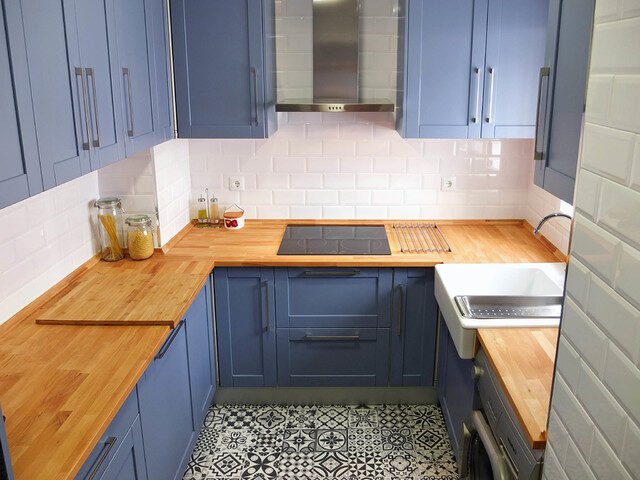 reformas cocina azul