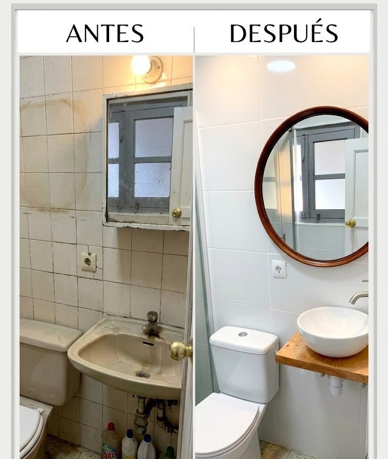 reforma de baño en Ponferrada antes y después con plato de ducha moderno