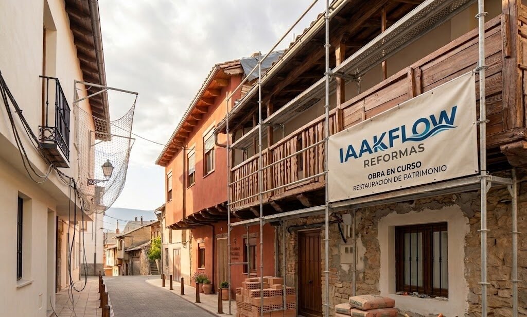 Operarios de la empresa IAAKFLOW realizando una reforma integral en Bembibre